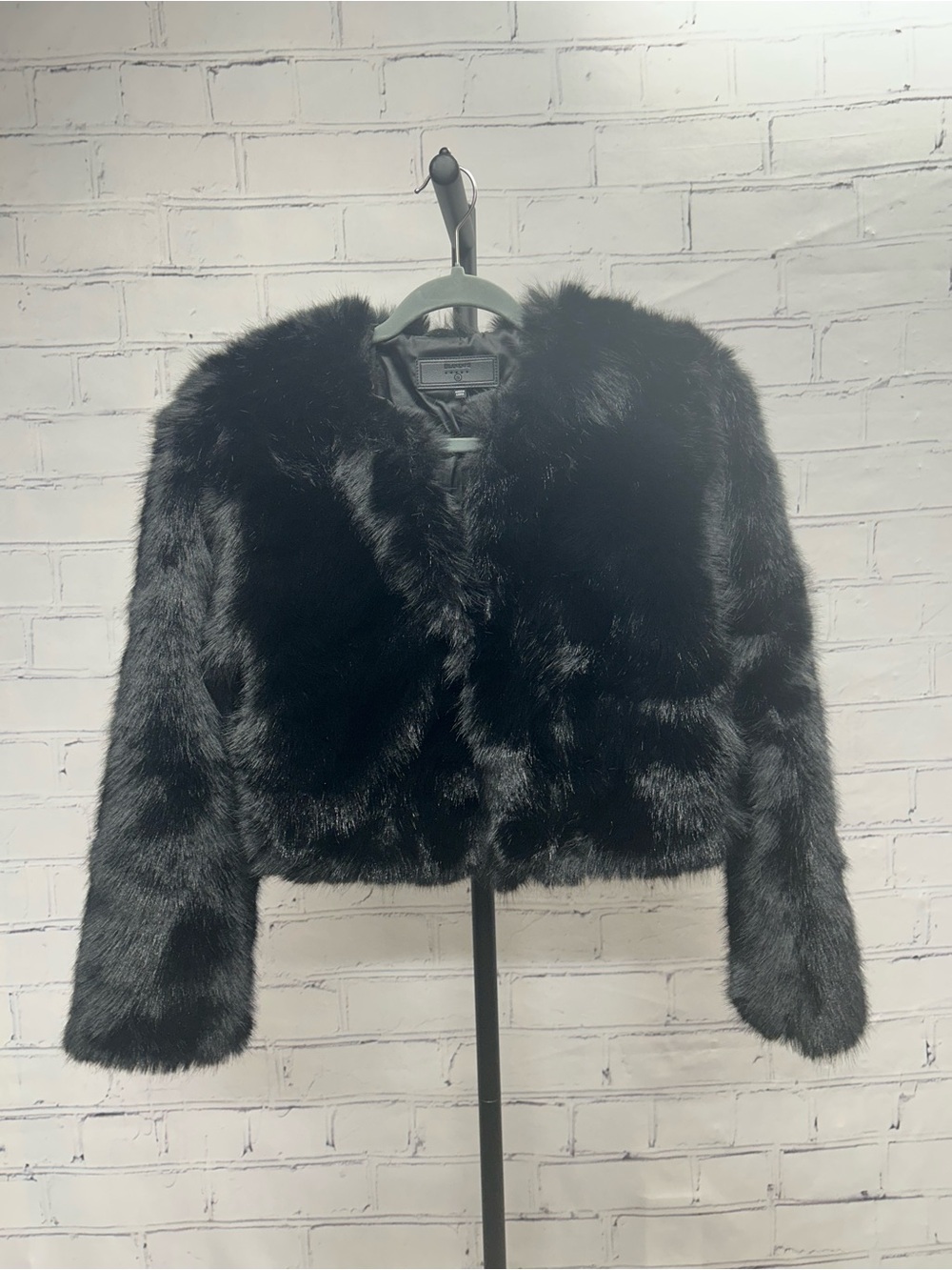 Blank NYC Black Faux Fur Cropped Jacket
